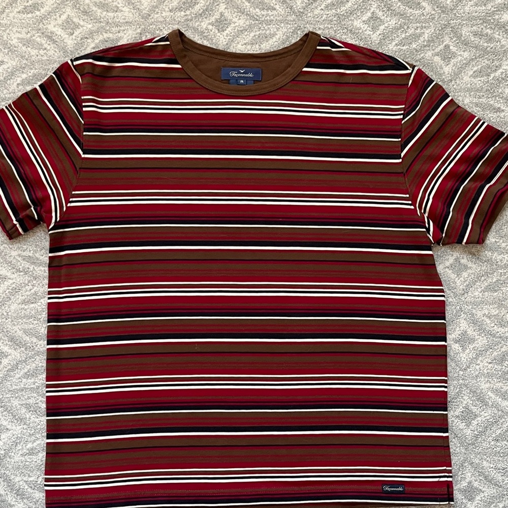 Vintage Faconnable Multicolor Striped Short Sleeve Tee